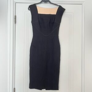 Roland Mouret Black and Cream Strapless Dress